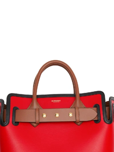 Shop Burberry Small Triple Stud Belted Bag In Red