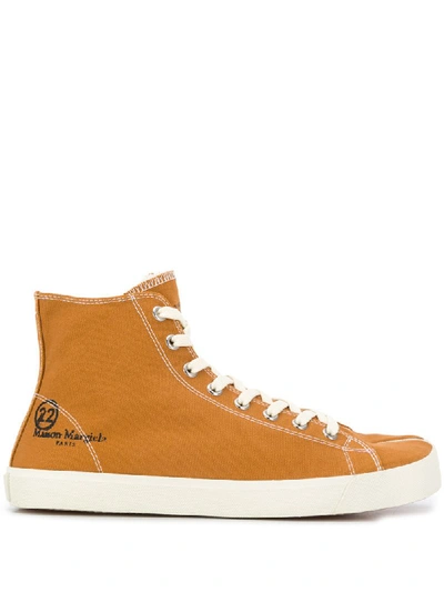 Shop Maison Margiela Tabi High-top Sneakers In Brown