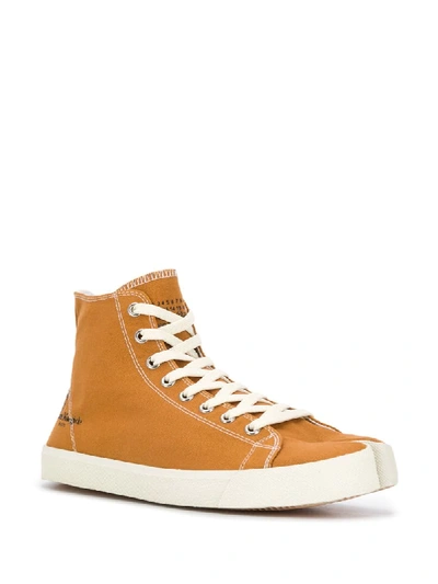 Shop Maison Margiela Tabi High-top Sneakers In Brown