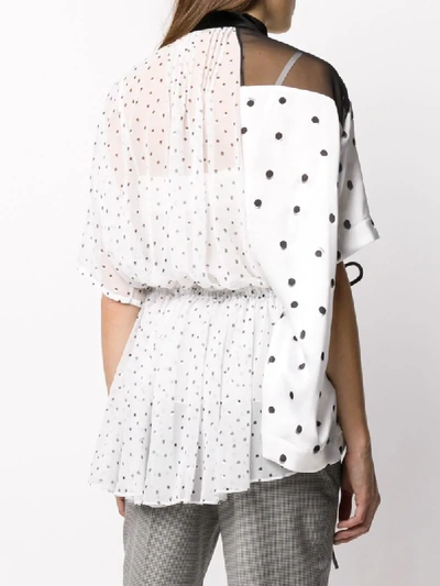 Shop Sacai Polka Dot Asymmetric Blouse In White