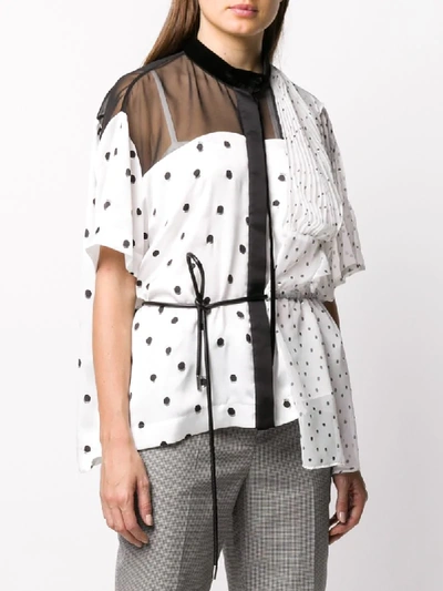 Shop Sacai Polka Dot Asymmetric Blouse In White