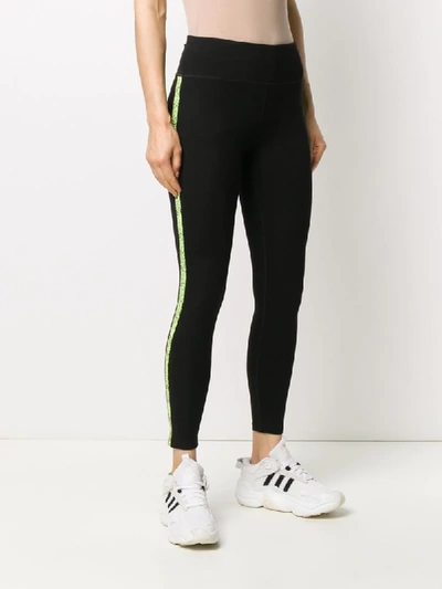 Shop Dkny Contrast Panel Leggings In Black