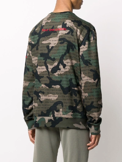 Shop Valentino Camouflage Poetry Print Sweatshirt In Green