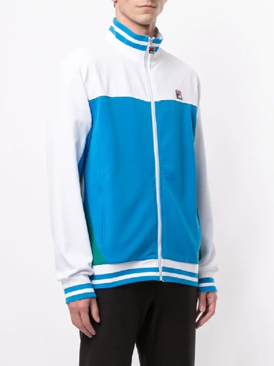 Shop Fila Logo Embroidered Track Jacket In Blue