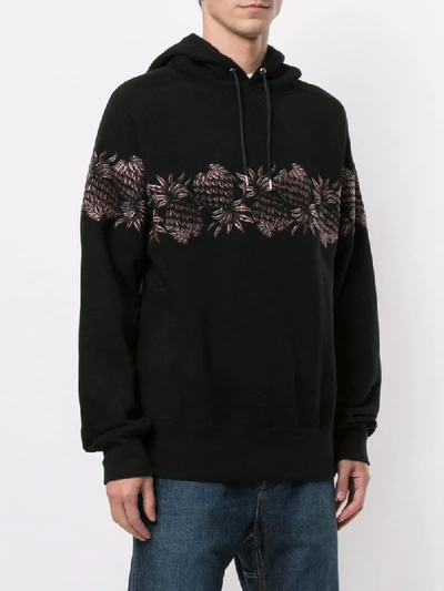 Shop Sacai Plant Embroidery Hoodie In Black