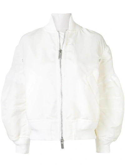 Shop Sacai Oversized Bomber Jacket In White