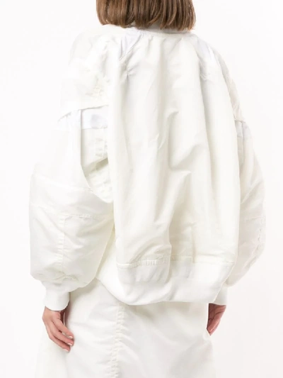 Shop Sacai Oversized Bomber Jacket In White