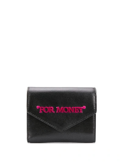 Shop Off-white For Money-embroidered Wallet In Black