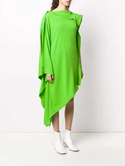 Shop Mm6 Maison Margiela Asymmetric Drape Dress In Green