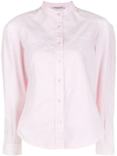 Shop Philosophy Di Lorenzo Serafini Rounded Shoulder Curved Hem Shirt In Pink