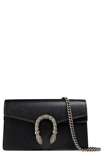 Shop Gucci Super Mini Leather Shoulder Bag In Nero/black Diamond