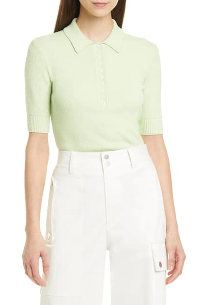 Shop Proenza Schouler White Label Rib Boucle Polo Top In Pistachio