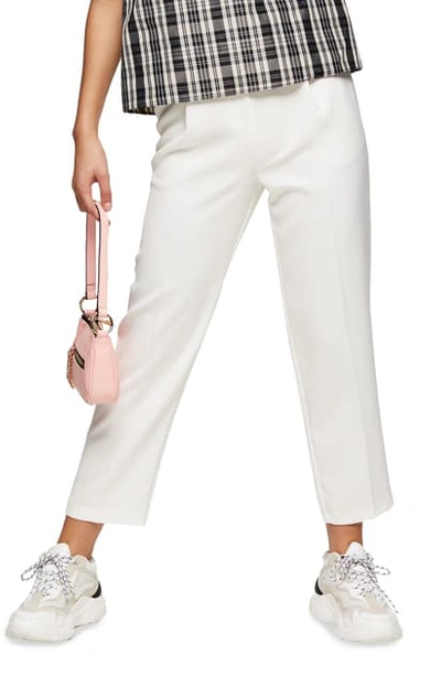 Shop Topshop Straight Leg Crop Trousers In Ivory