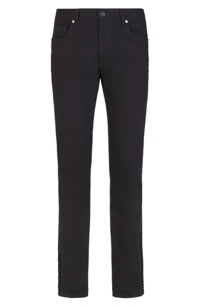 Shop Fendi Ff Velvet Stripe Slim Fit Jeans In Black