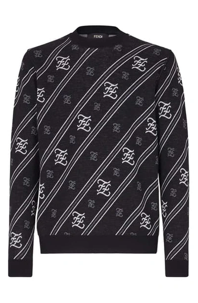 Shop Fendi Karligraphy Sweater In Black