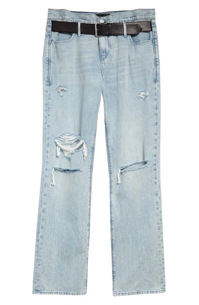 Shop Rta Dexter Belted High Waist Boyfriend Jeans In Light Blue Destroy 2