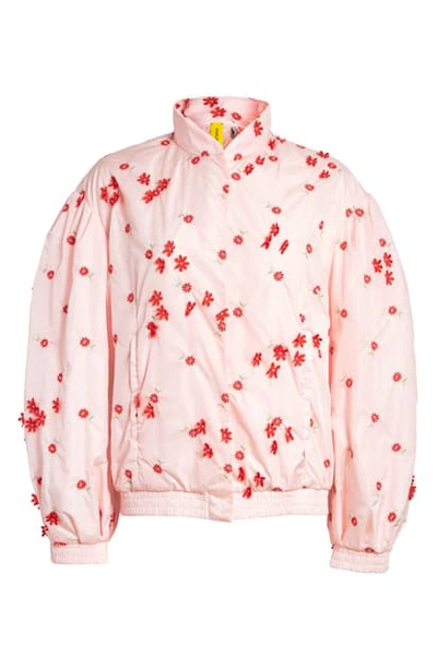 Shop Moncler Genius X 4 Simone Rocha Floral Embellished Down Bomber Jacket In Pink