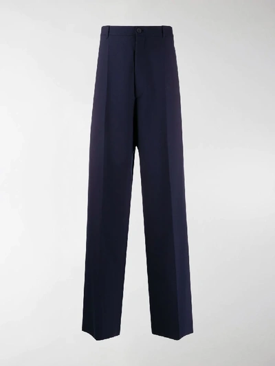 Shop Balenciaga Wide-leg Trousers In Blue