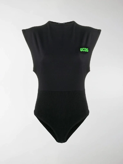 Shop Gcds Short-sleeved Logo Bodysuit In Black
