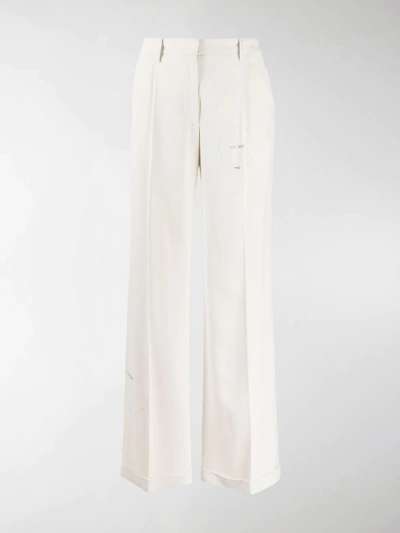 Shop Off-white Cut Here Tailored Trousers In Neutrals