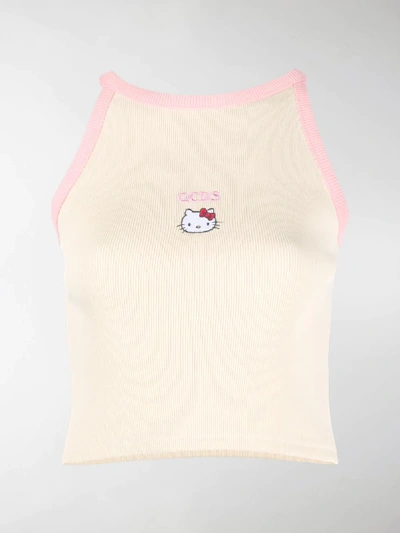 Shop Gcds Hello Kitty Cropped Top In Neutrals