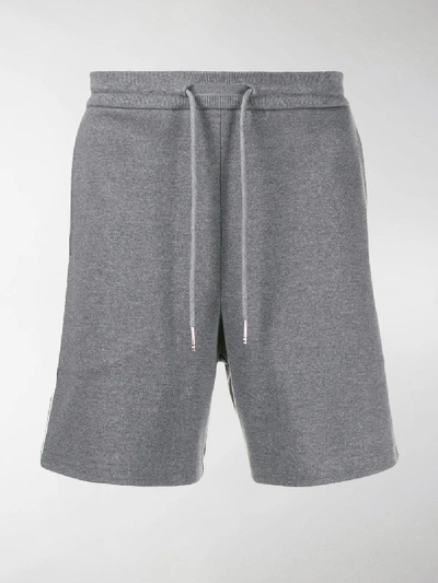 Shop Thom Browne Interlock Rwb Stripe Mid-thigh Shorts In Grey