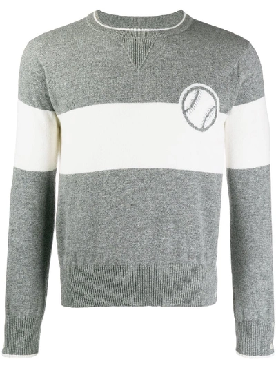 Shop Thom Browne Baseball Icon Cashmere Sweater In Grey