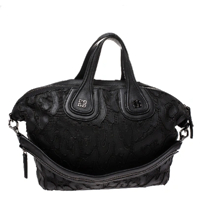 Pre-owned Givenchy Black Leather And Nylon Medium Nightingale Satchel