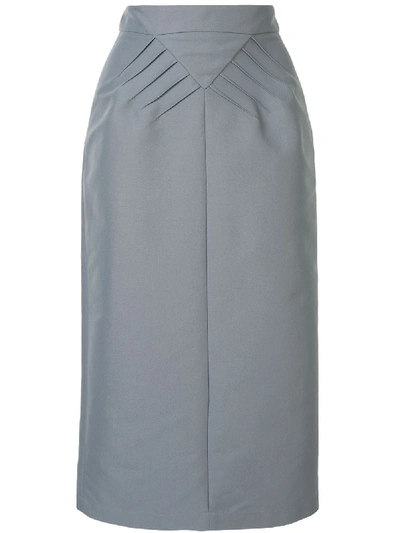 Shop N°21 Pleated Details Midi Skirt In Blue
