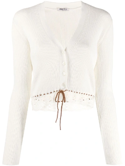 MIU MIU CROCHET DETAIL CARDIGAN 