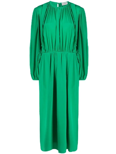 Shop Lemaire Pleated Midi Dress In Green