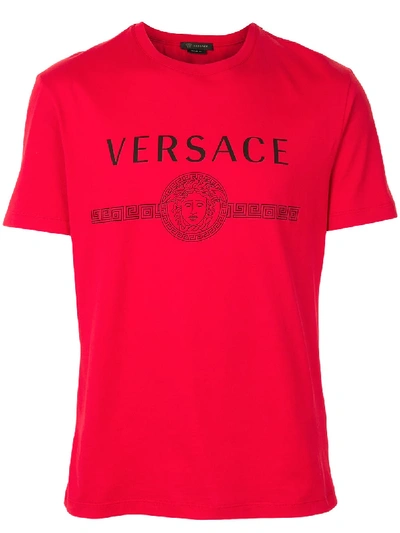 Shop Versace Sustainable Logo Slim Fit T-shirt In Red