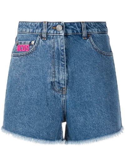 Shop Gcds Cotton Shorts In Blue