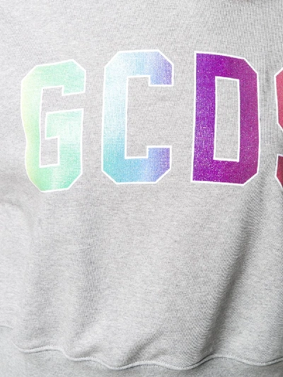 Shop Gcds Baby Bear Cropped Hoodie In Grey