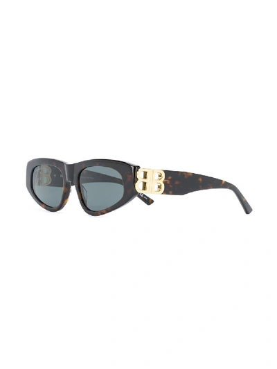 Shop Balenciaga Dynasty D-fram Sunglasses In Brown