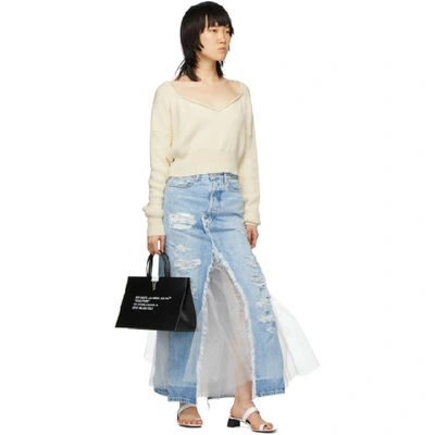 Shop Ben Taverniti Unravel Project Unravel Blue Denim Tulle Distressed Skirt In Lt Blue