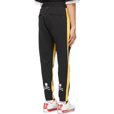 Shop Mastermind Japan Mastermind World Black And Yellow Tucked Track Pants In 2 Blk/ylw