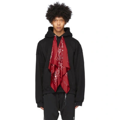 Shop Mastermind Japan Mastermind World Black And Red Boxy Bandana Hoodie In 2 Blk/red