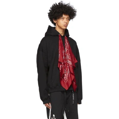 Shop Mastermind Japan Mastermind World Black And Red Boxy Bandana Hoodie In 2 Blk/red