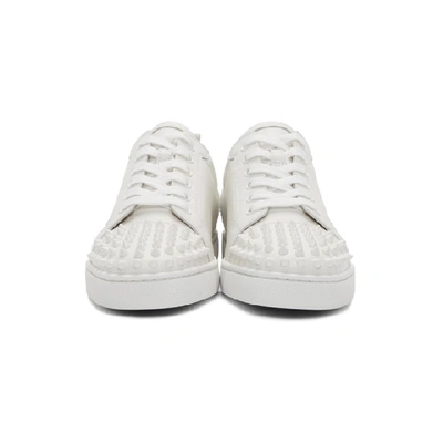 Shop Christian Louboutin White Louis Junior Spikes Sneakers In 3047 Whtwht
