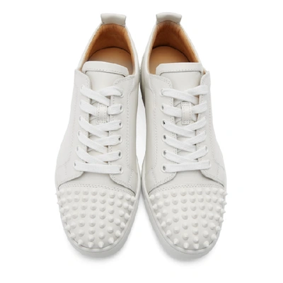 Shop Christian Louboutin White Louis Junior Spikes Sneakers In 3047 Whtwht