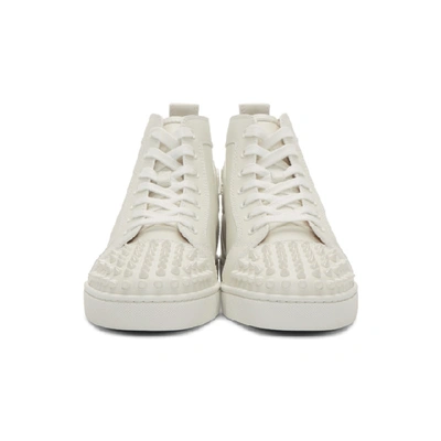Shop Christian Louboutin White Lou Spikes High-top Sneakers In 3047 Wht/wt