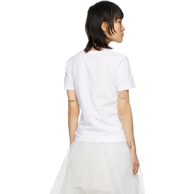 Shop Mm6 Maison Margiela White Embroidered Logo Fitted T-shirt In 100 Offwhit