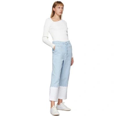 Shop Loewe Blue Embroidered Fisherman Jeans In 5149 Light