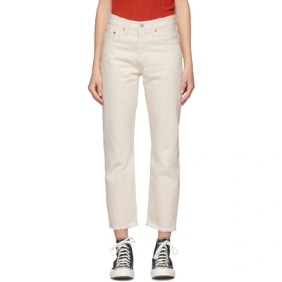 Shop Levi's Levis Off-white 501 Original Cropped Jeans In Neutral Gro