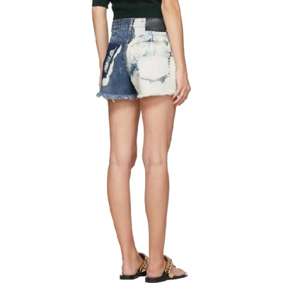 Shop Givenchy Blue Two-tone Distressed Denim Shorts In 420 Blue