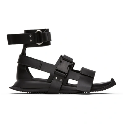 Shop Rick Owens Black Gladi Running Sandals In 099 Black