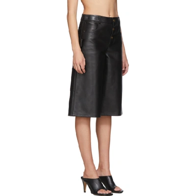 Shop Bottega Veneta Black Leather Wide-leg Shorts In 1000 Black