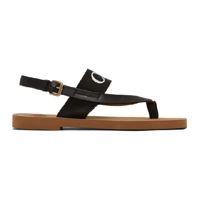 Shop Chloé Black Woody Flat Sandals