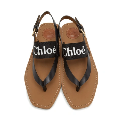 Shop Chloé Black Woody Flat Sandals